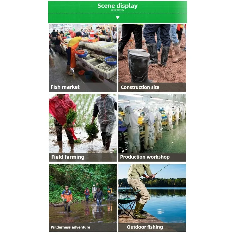 أحذية أمان للرجال أحذية المطر البلاستيكية السوداء للرجال، أحذية عالية مقاومة للماء غير قابلة للانزلاق Zapatos De Seguridad De Hombre #6