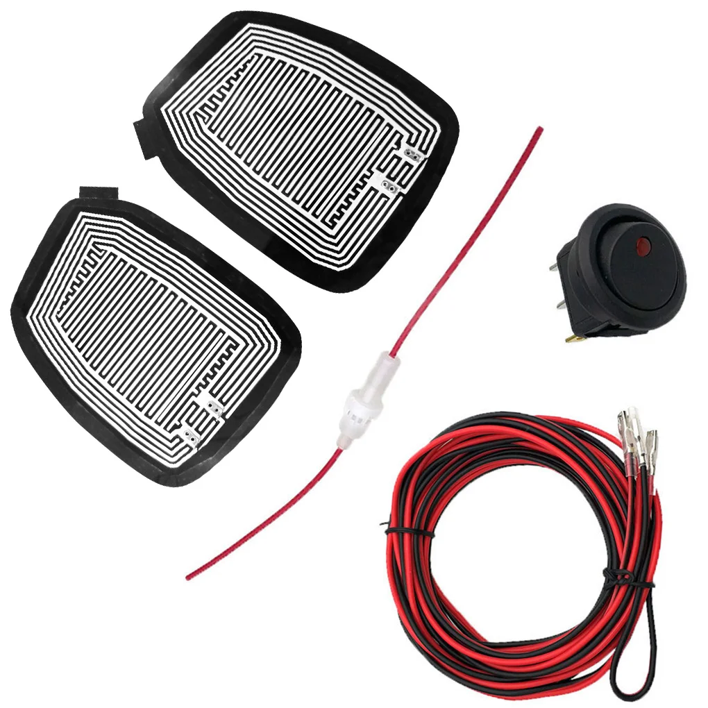 2 Pieces Vehicle Rear-view Mirror Heated Pad Defoggers Car Accessories Side Mirrors Ice Rain Frost Remover DC 12V