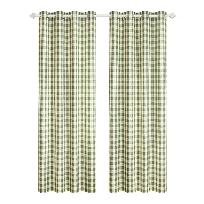 Classic Large Plaid Curtains Modern Simple Living Room Bedroom Heat Insulation Semi-shaded Curtains Home Floor Curtains Cloth