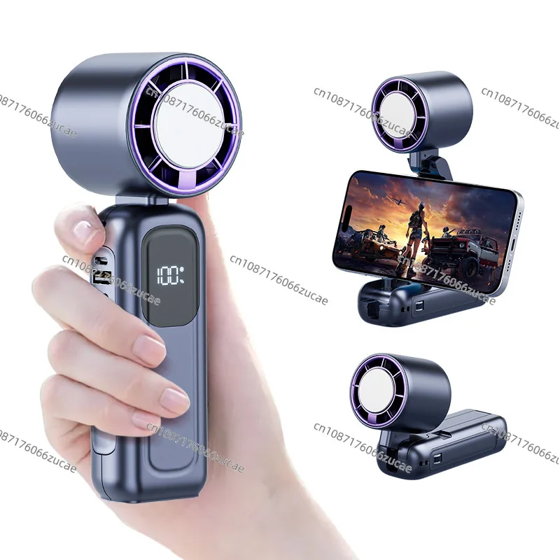 Handheld Fan Intelligent Digital Display Stand Foldable Fan Semiconductor Cooling Bladeless Fan