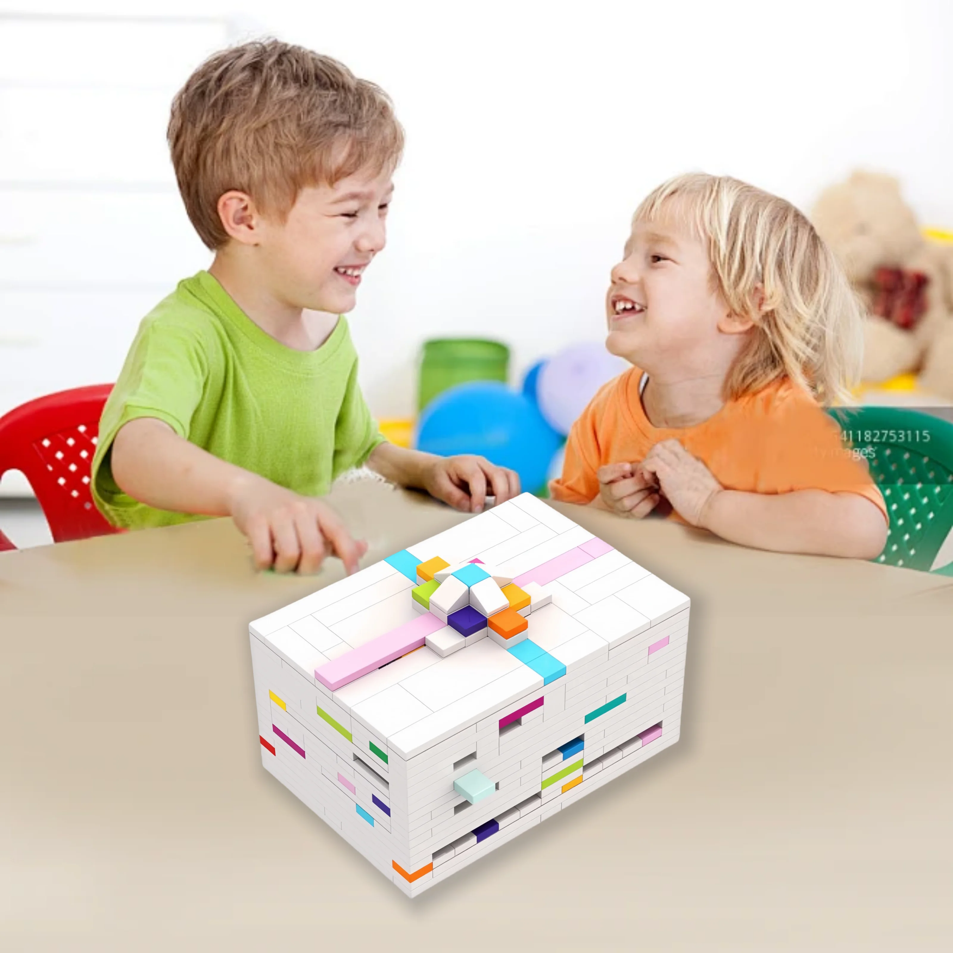 343 pièces MOC blocs de construction bloc créatif jouets boîte de carte cadeau de noël-boîte blanche Puzzle bloc cadeau, cadeau d'anniversaire de noël