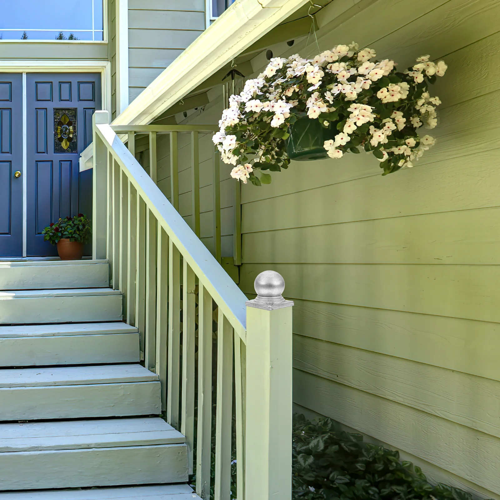 Tapas de poste de valla, cubierta de barandilla redonda de Metal, cubierta de poste de hierro resistente a la oxidación, Protector de eslabón de cadena, piezas de valla, 4 Uds.