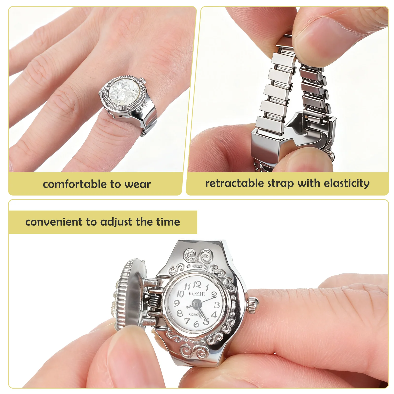 1 Buah Jam Tangan Cantik untuk Wanita Jam Tangan Cincin Modis Keahlian Indah Tampilan Waktu Jelas Ide Hadiah Perhiasan Kecil dan Portabel