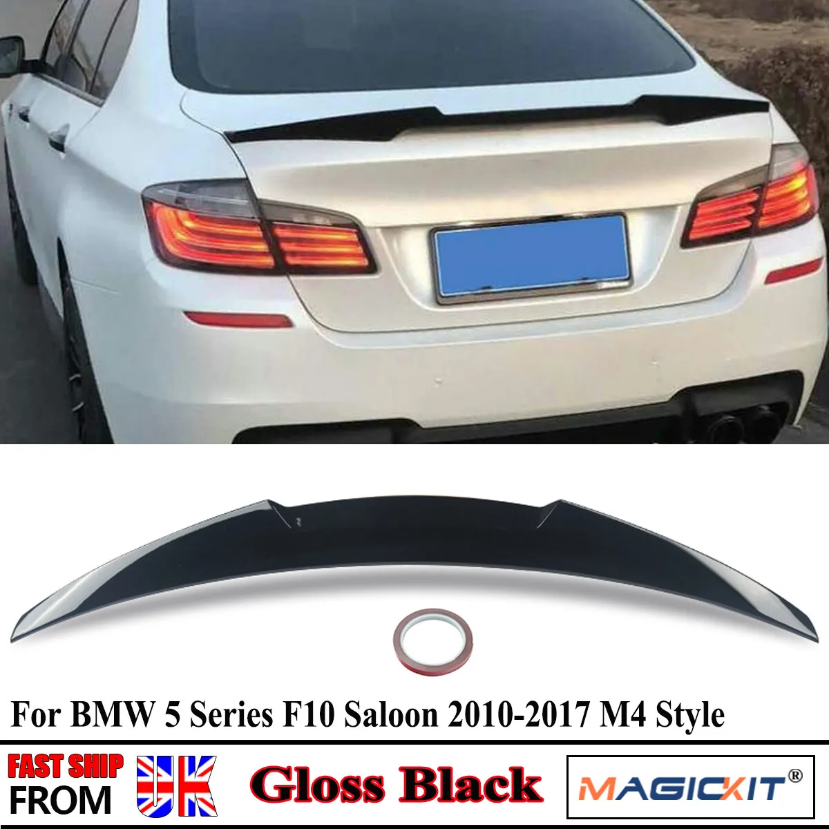 

FOR BMW 5 SERIES F10 Tail Spoilers Wing SALOON 520i 550i 525d 535d M4 2010-2017 REAR TRUNK LID LIP BOOT SPOILER GLOSS BLACK