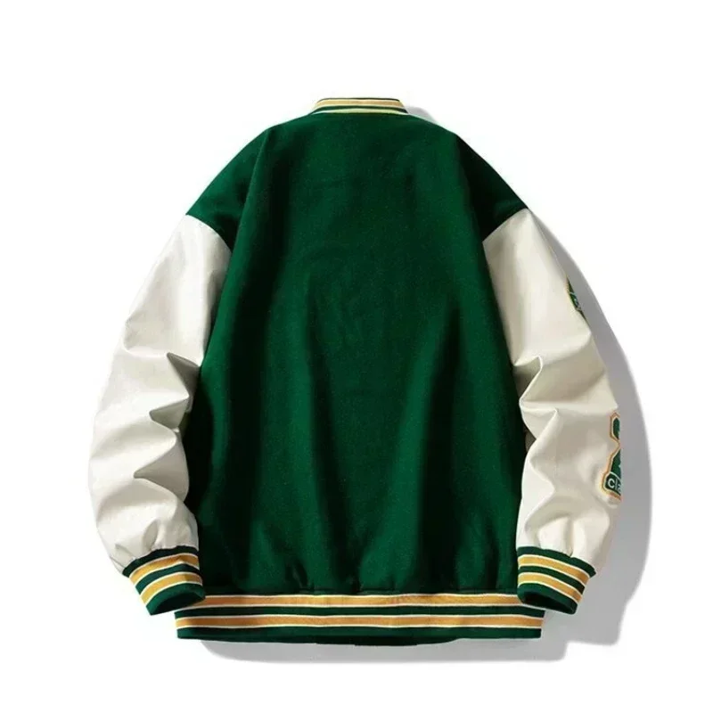 Youth Embroidered Loose Jacket for Men American Trend Stitching Baseball Uniform Letter Striped Collar Windproof Couple Outfit