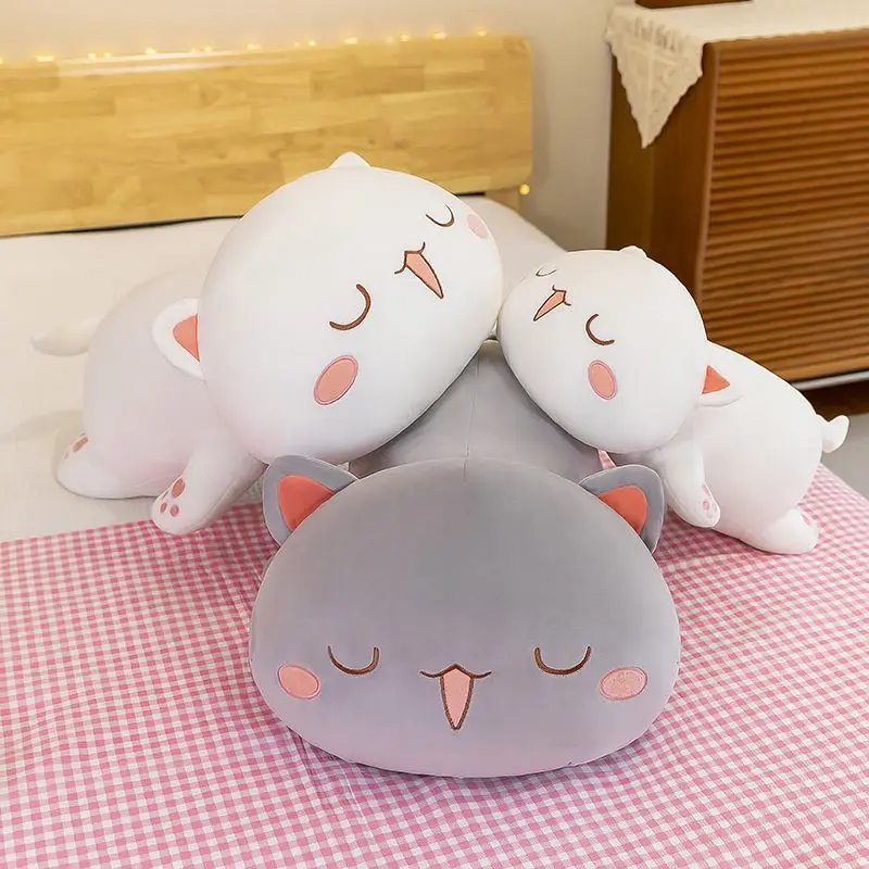 Mitao Kot Kawaii Leżące Koty Para Pluszowa Lalka Pluszaki Wypchane Słodkie Zwierzątka Poduszka Miękka Kreskówkowa Poduszka Prezent Urodzinowy dla Fana
