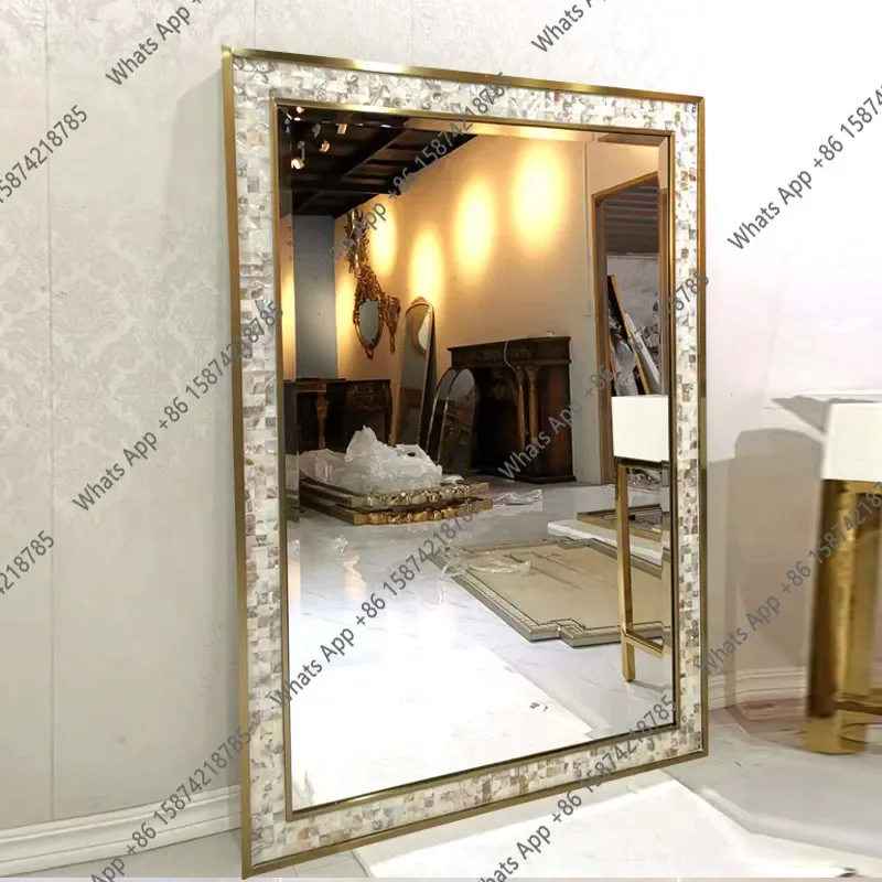 Stainless Steel Shell Decorative Mirror Living Room Background Wall Wall Hanging Porch Dressing Mirror Full-length Mirror X