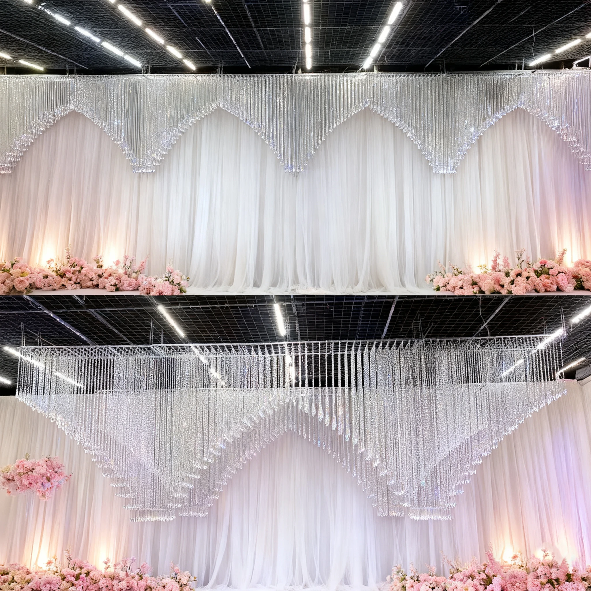 

Acrylic Bead Curtain CeilingHanging Pendant for Wedding Arch Backdrop Party Event Decoration Stage for Hotel Hall Backdrops
