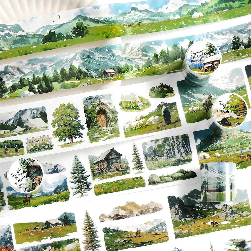 6 styles 40/60mm*200cm Life is a wilderness series Mountain forest theme sticker DIY decorative sticker Scrapbooking Material