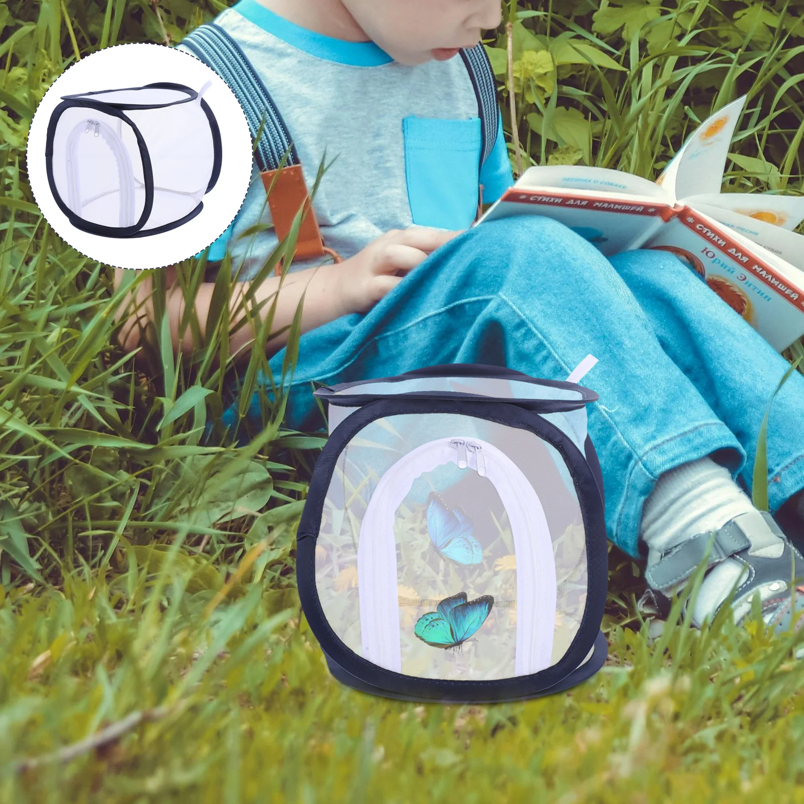 

Transparent Foldable Butterfly Habitat Insect Cage Nursery Large Zippered Opening for Caterpillar Butterfly Observation