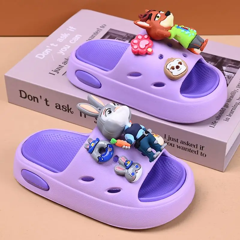 Crazy Zootopia Children's Slippers Soft Bottom Platform Non-slip Cartoon Judy Slippers Parent-child Men's Sandals Cartoon Women