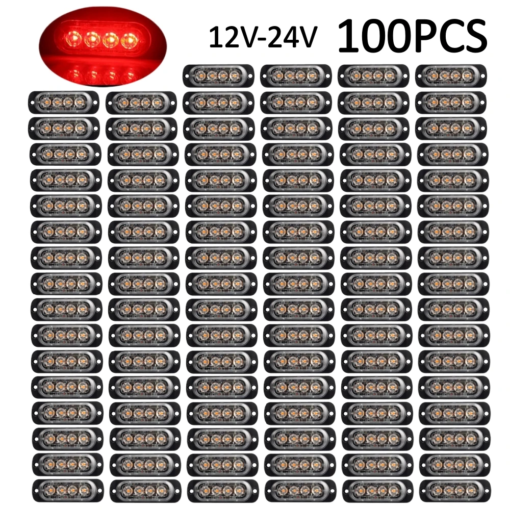 100PCS Feux de détresse pour voiture, gyrophare de signalisation d'urgence, clignotant pour panne, 12V-24V, lampe de balise pour camion et remorque, lumière clignotante pour voitures