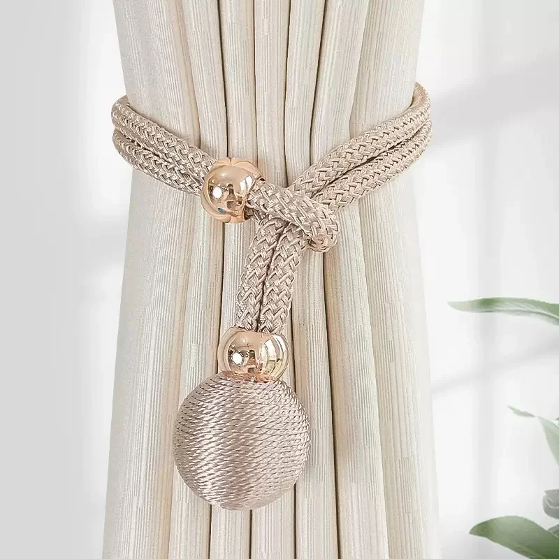 2Pcs Adjustable French Ball Curtain Tiebacks, Decorative Convenient Draped Curtain Fixer for Home