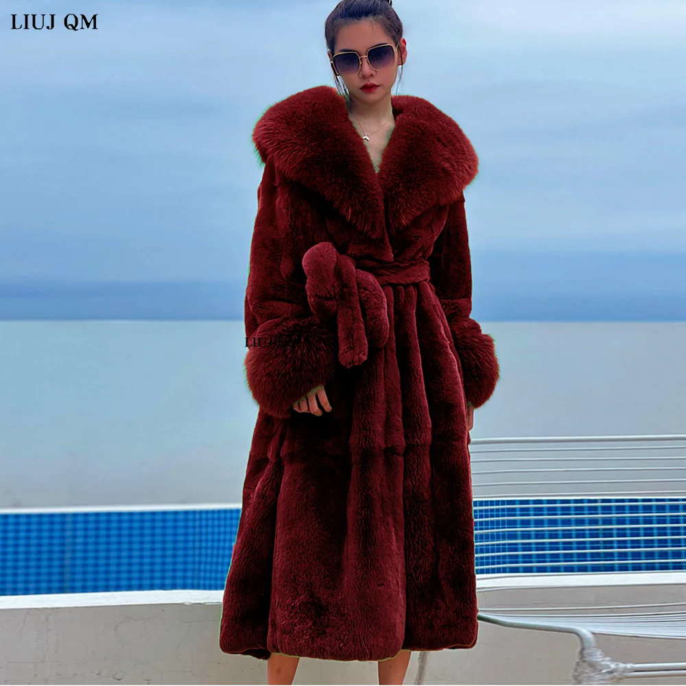 Oversize Faux Fur Coat Winter Clothing Women Long Faux Fox Fur Jacket Fashion Parka Plush Coats Lady Warm Jacket With Belt 2022