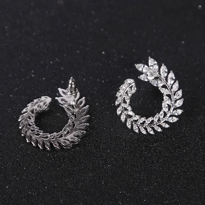 Fashion Studs Leaf Wreath Earrings Women\'s Crystal from Austrian Micro Inlaid Copper Marquise Zircon Jewelry new earrings