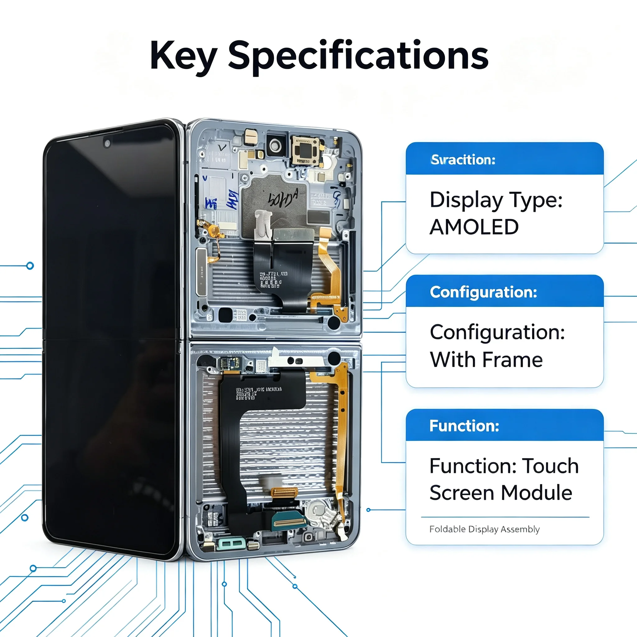 AMOLED Screen for Samsung Z Flip 4 SM-F7210 SM-F721U Screen Assembly Supportng 120HZ