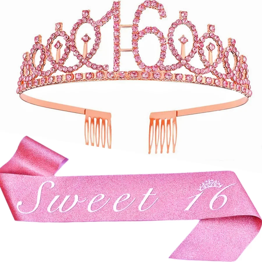 Geburtstags-Tiara-Krone-Schärpe für Frauen und Mädchen – „Es ist mein 4., 5., 6., 7., 8., 9., 10., 11., 12., 13., 15., 16. Geburtstag“ – Partydekoration – Detail 4