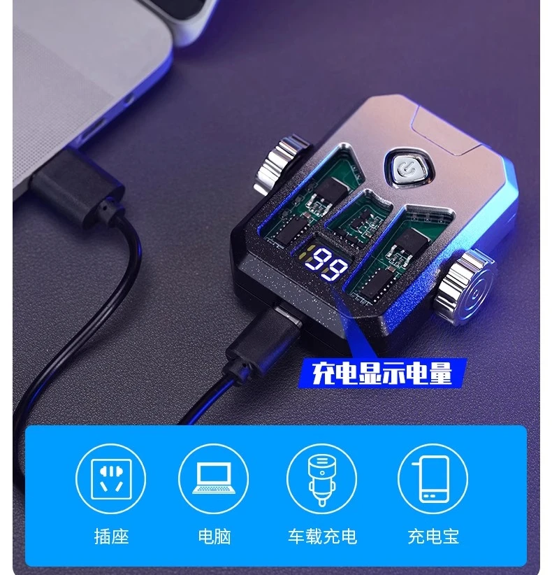 New Dual Arc Fingertip Decompression Gyroscope Charging Lighter COB Lighting Cool Color Light Charging Cigarette Lighter