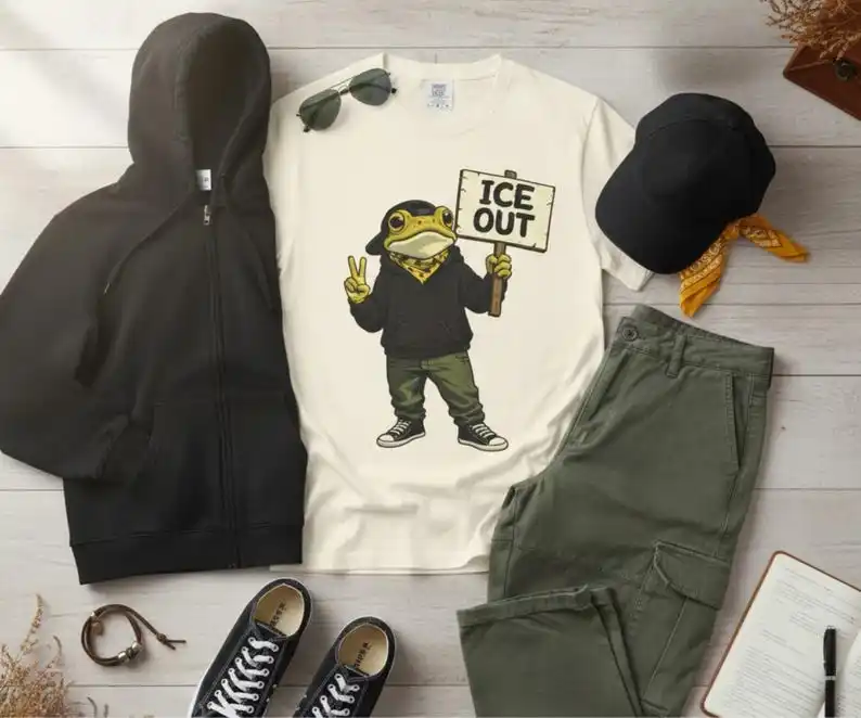 ICE OUT Frog T-Shirt Bad Portland Bunny Protest Shirt Anti-ICE Tee, Peaceful Activist Shirt