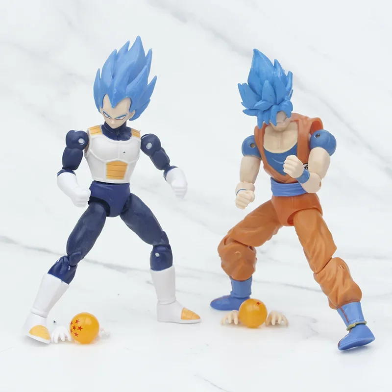 5 Pcs/Set Dragon Ball Action Figures Son Goku Vegeta Gogeta Super Saiyan Change Head Figurine Ornament Gifts