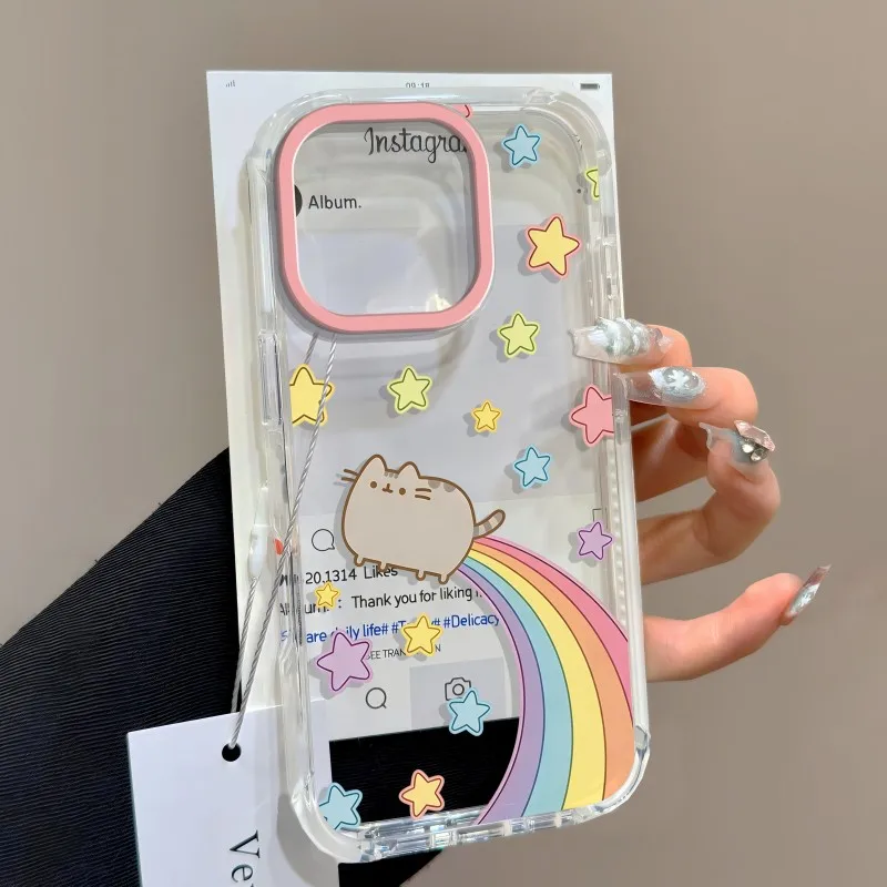 Cute P-Pusheens Cat Phone Case For Samsung Galaxy S26 S25 S24 S23 S22 S21 S20 FE Note20 10 Edge Plus Ultra Lite 5G Clear Cover
