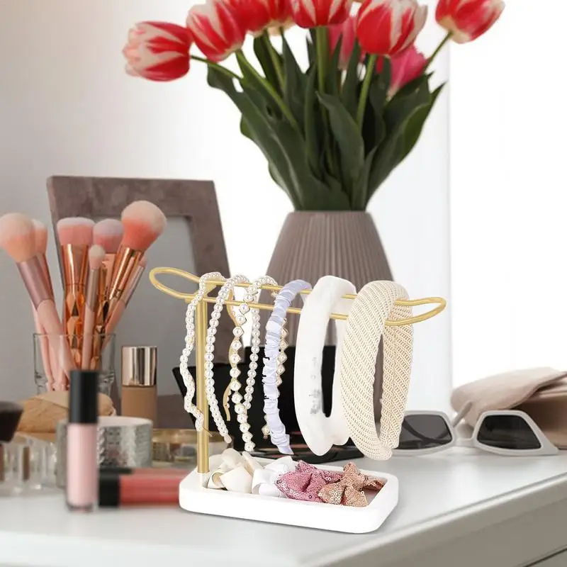 

Claw Clip Display Rack Metal Desktop Storage Holder Girls Hair Hoop Stand With Wooden Base Hairband Rack For Hair Clips