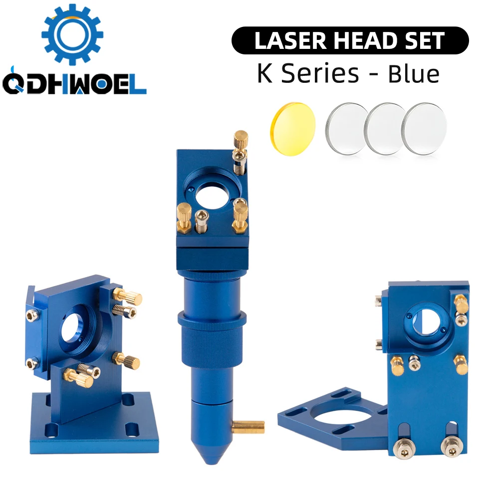 QDHWOEL-Juego de cabezales láser CO2 Serie K con lente, primer y segundo montaje de espejo de 20mm para máquina cortadora de grabado láser K40 2030