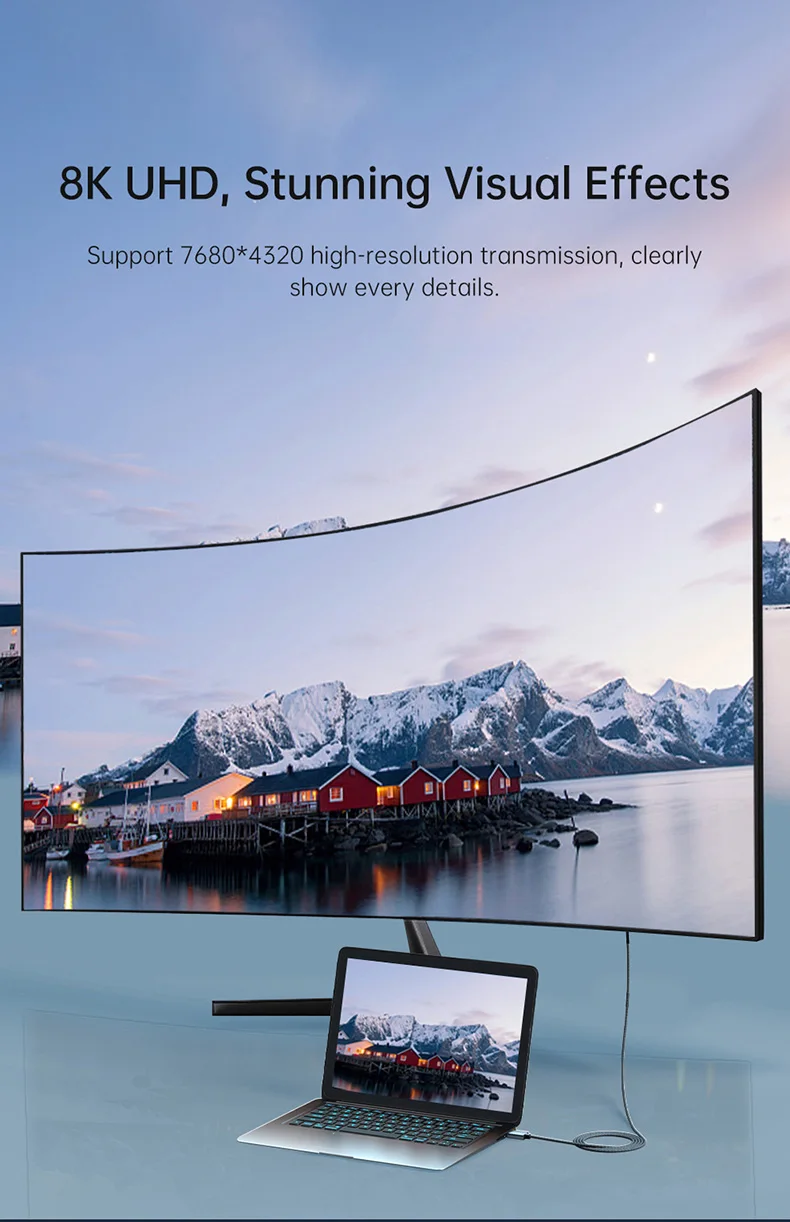 DisplayPort-zu-HDMI-Kabel 8K, VRR 4K@240Hz 2K@480Hz Aktives DP1.4-Quellkabel zu HDMI2.1-Displaykabel für Monitore von AMD, NVIDIA, Dell – Detail 3