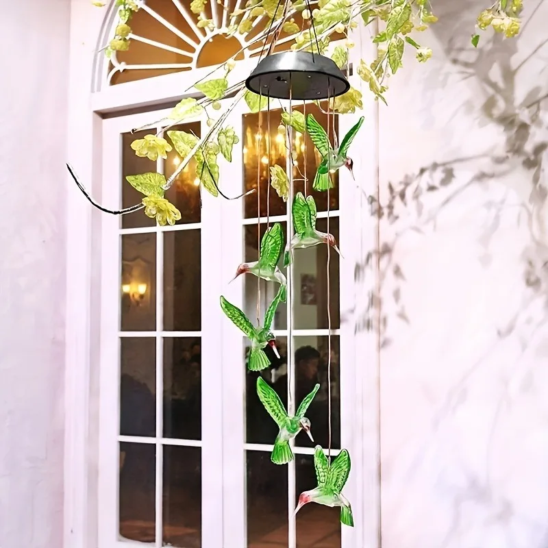 1pc luce solare colibrì campanelli eolici decorazioni per esterni decorazioni per il cortile per il regalo di giardinaggio di natale regalo di