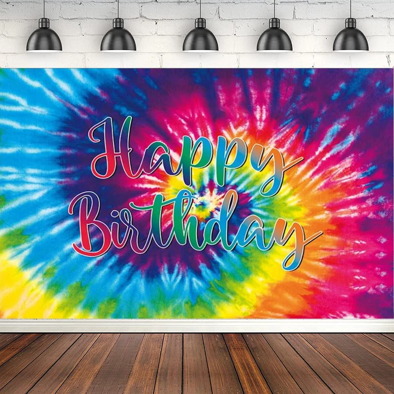 Tie Dye Birthday Party Photography Backdrop Hippie Groovy Background Peace Love Rainbow Decoration Cake Table Banner Supplies