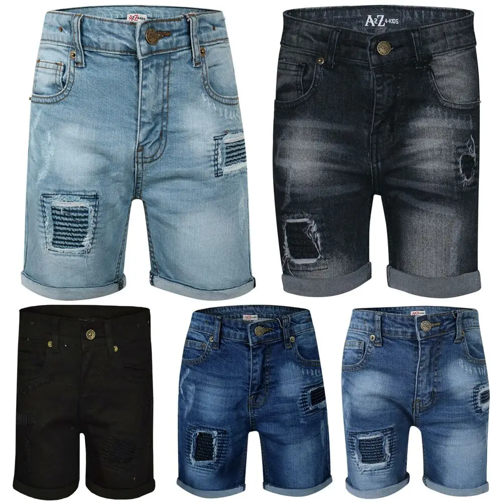 

Kids Boys Ripped Denim Shorts Comfort Stretch Jeans Trouser Pants Age 5-13 Years