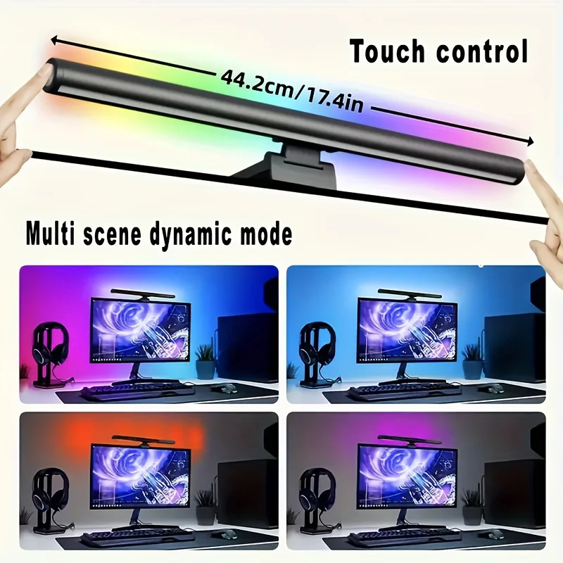 RGB Stepless Dimming LED Monitor Light Bar Eye Protection for Computers Laptops Work Study Game Screen Hanging