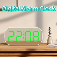 12/24H Format Digital Alarm Clock Quiet 5 Level Brightness Electronic Table Clock Temperature Display Snooze Mode