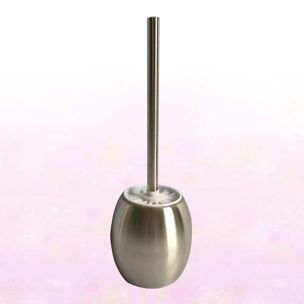 

Toilet Brush Practical Bowl Stainless Steel Flat Bathroom Cute Holder Metal Modern