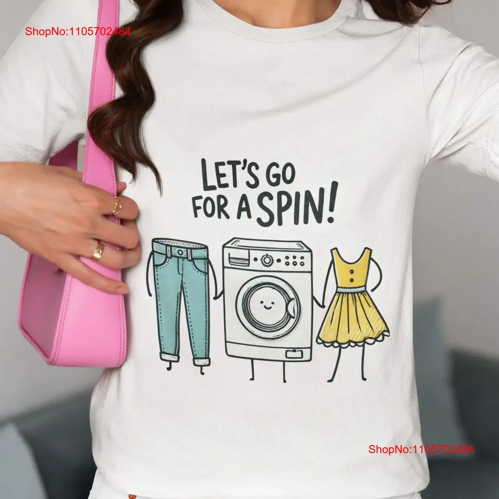 Funny Laundry T Shirt Let's Go for a Spin Novelty Cute Washer Clothes Design Quirky Humor Unique Artistic Top vintage Washed