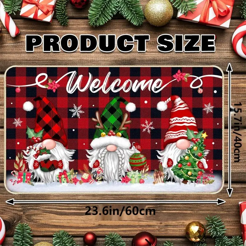 VIKAMA Fall Door Mat Gnome Pumpkin Print Welcome Rug Non Slip For Entryway Front Door Indoor Outdoor Holiday Home Decor