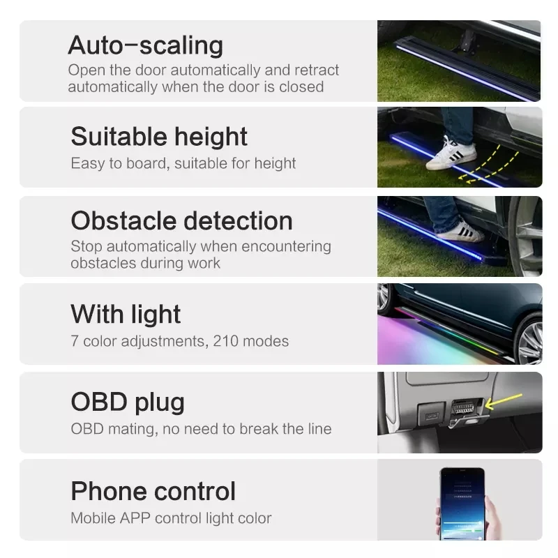 Electric Running Boards Retractable Aluminum Alloy Neon LED Lights For 4Runner 2014-2024 Side Steps with Carry Bag