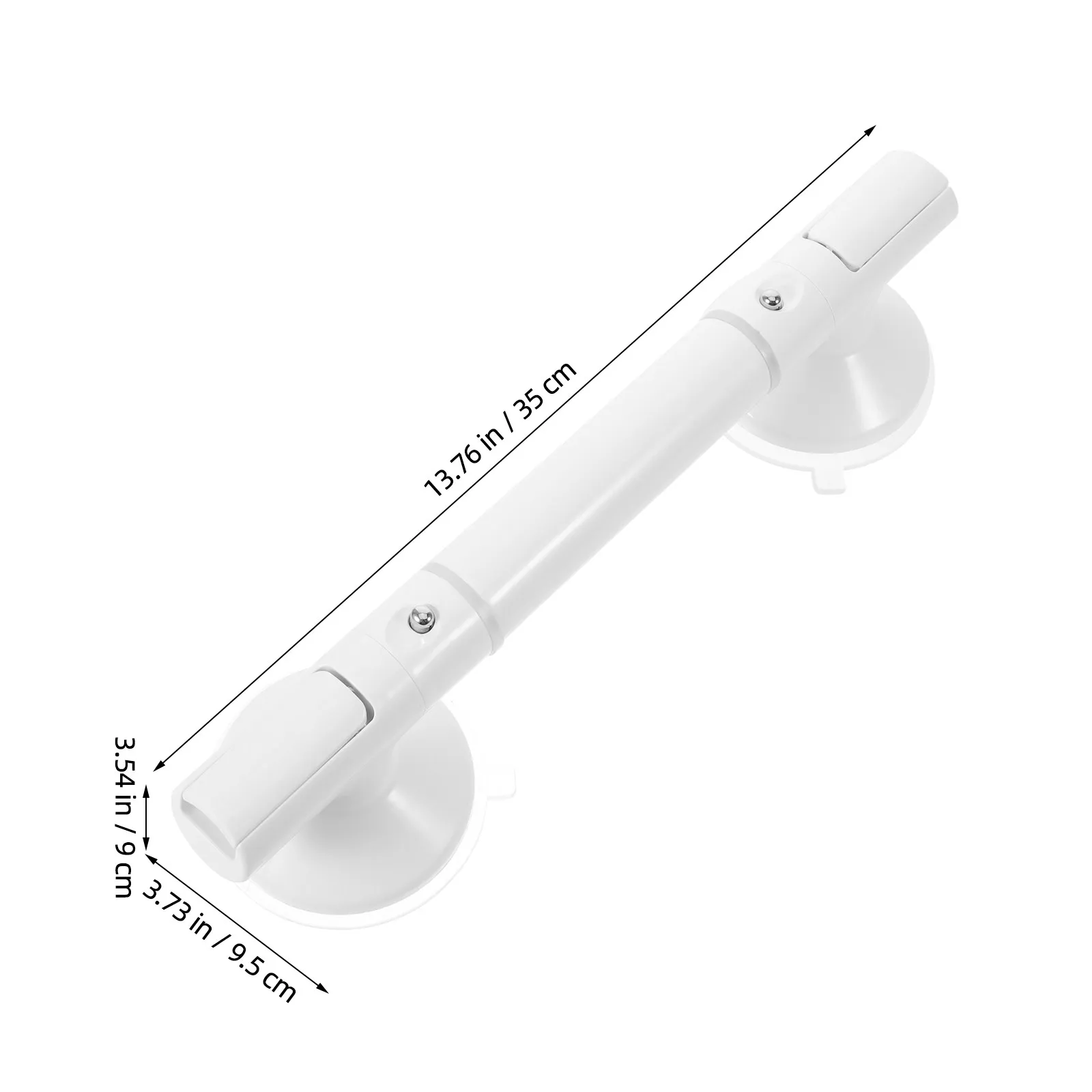 Bathroom Grab Bar White Suction Cup Armrests 14 Inch Non-Slip Plastic Safety Handle Toilet Support Handrail for Elderly Disabled