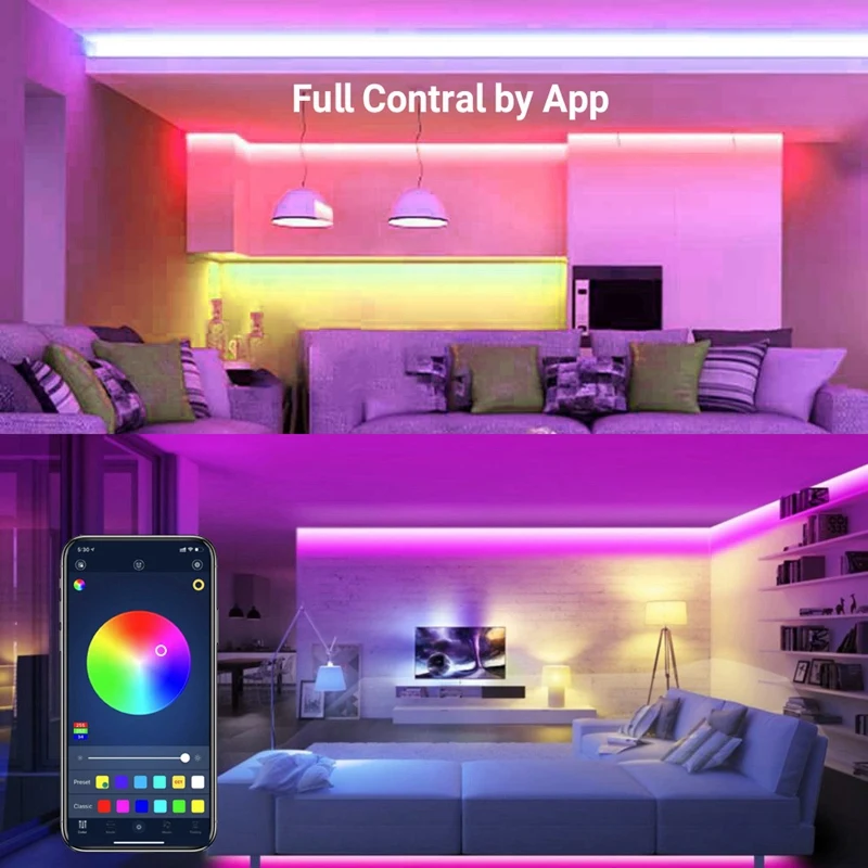 LED Strip 5M, RGB LED Strip With IR Remote Control, TV Backlight, RGB 5050 LED Lights Sync Music