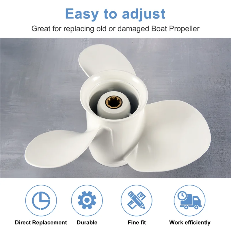 Propeller 9 1/4X11 For Yamaha Outboard Engines 9.9 HP F9.9 15HP F15C F15 F20 Aluminum 8 Tooth Spline RH 63V-45943-00-EL-X67A