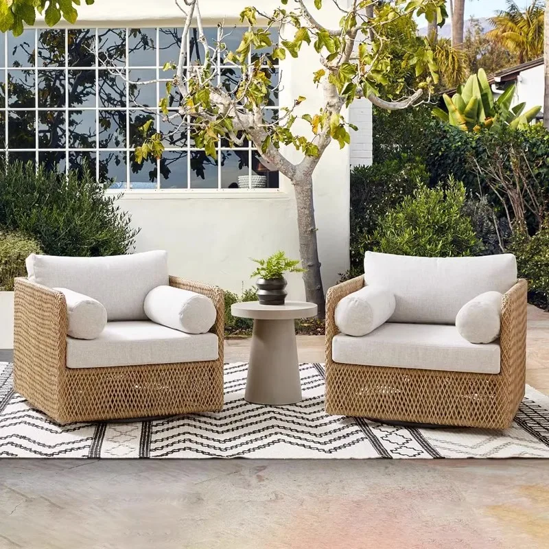 #Outdoor rattan sofa, terrace, courtyard garden, outdoor balcony, rattan chair combination villa furniture