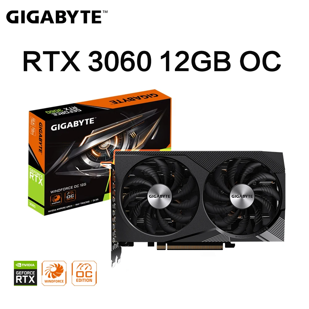 GIGABYTE RTX 3060 WINDFORCE OC 12GB بطاقة رسومات الألعاب GDDR6 192Bit مع 2X Fans NVIDIA بطاقة الفيديو GV-N3060 بطاقة فيديو الألعاب #1