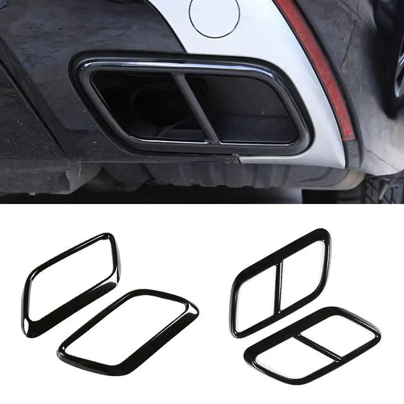 Stainless Steel Car Rear Muffler Exhaust Tail Pipe Cover For Land Rover Range Rover Velar 2017 2018 2019 2020 2021 Glossy Black
