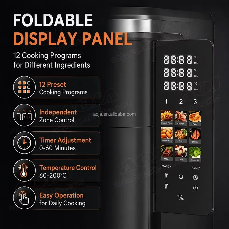 For Electric Oil Fryer Built In Dual Zone Double Baskets Colorful Touch Screen LCD Energy Saving Air Fryer Oven Electric