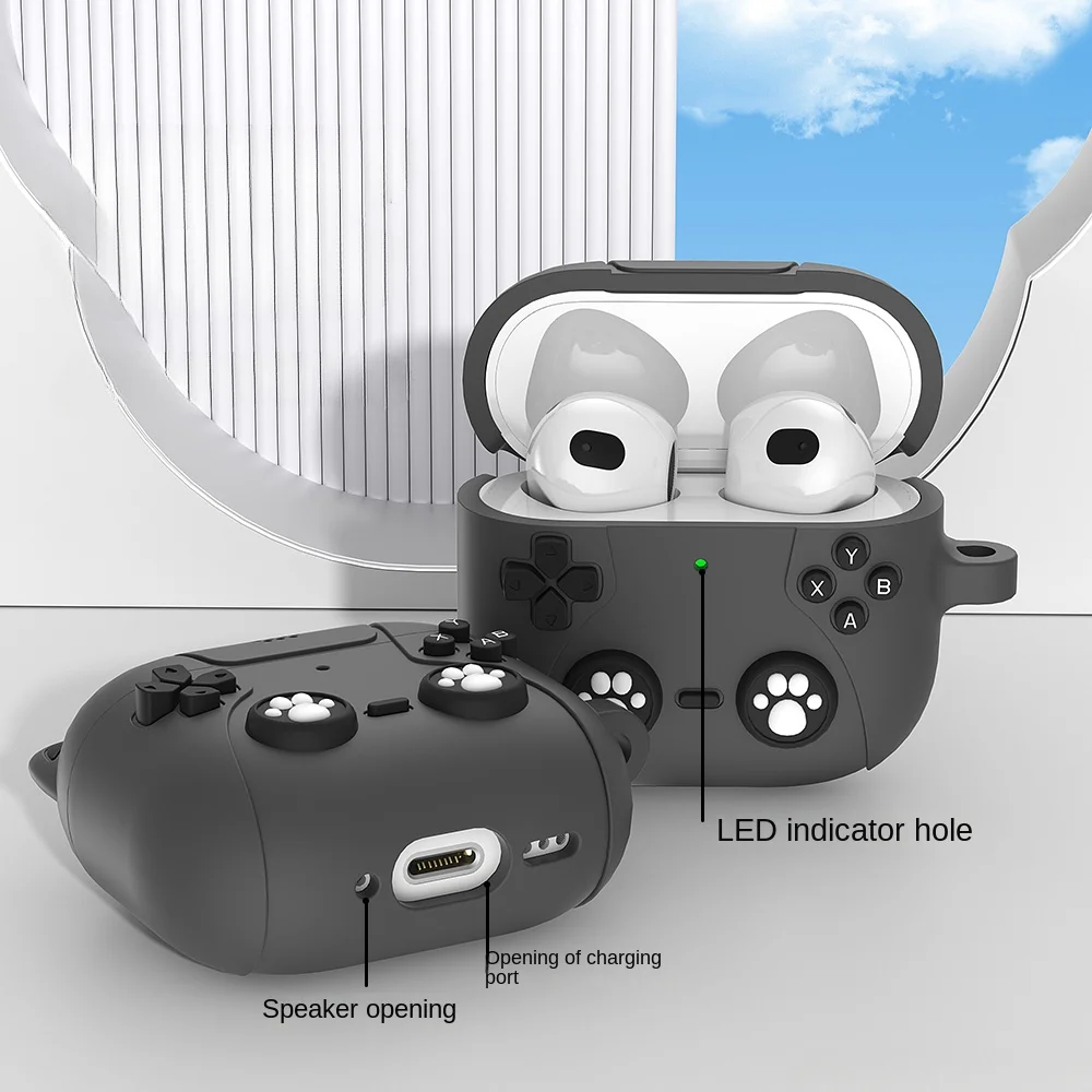 Funda protectora creativa para auriculares con diseño de pata de gato para Airpods 4, gran oferta, funda protectora de silicona suave para auriculares