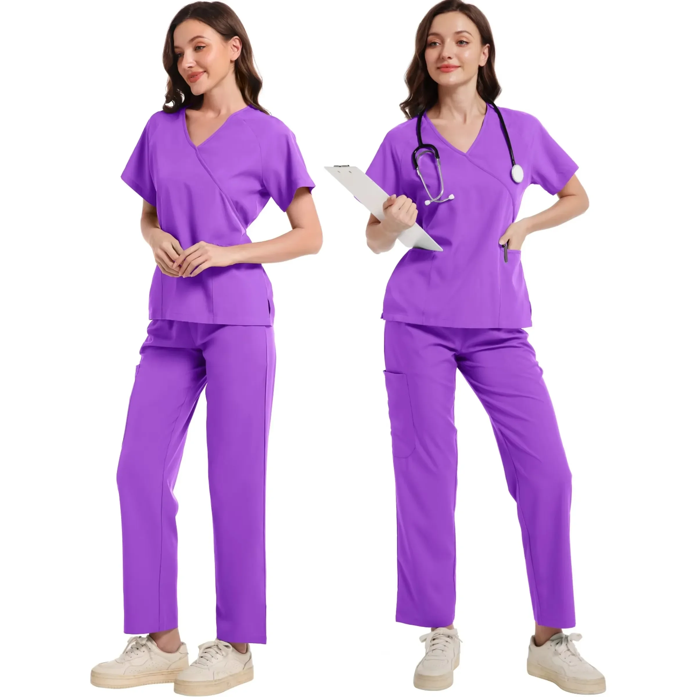 クラシックナーススクラブセット男性女性ナースアクセサリー医療制服外科歯科臨床トップパンツラボ作業服服