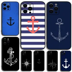 Anchor Compass nautical sailor Phone Case For Apple iPhone 15,14,13,12,11,Pro,X,XS,Max,XR,Plus,Mini Soft Black Cover