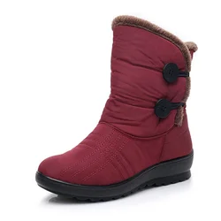 TIMETANG Stivali da neve Stivali invernali da donna di marca Scarpe da donna con bottoni Stivali casual moda donna flessibili impermeabili antiscivolo E002