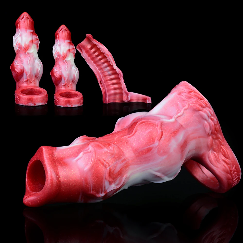 NNSX Soft Penis Sleeve Big Knot Silicone Monster Cock Sheath Girth Extension Male sex toy for Delay Ejaculation Enhance Erection