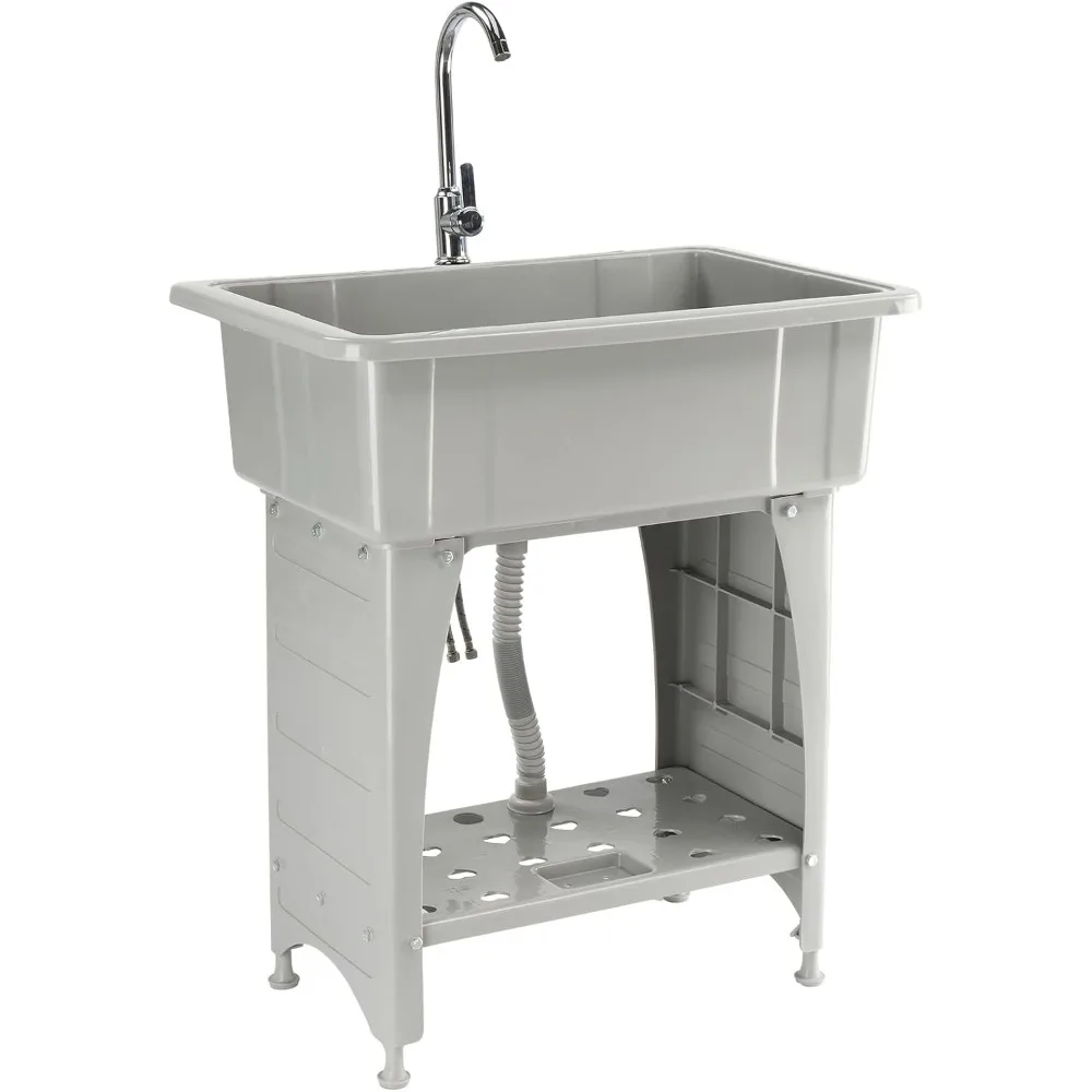 

Multifunctional Utility Sink 20-Gallon w/ Dual Faucet, Quick Drain, for Pet Wash